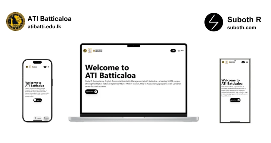 ATI Batticaloa — Government Institute Landing Page, built by Suboth Ragunathan